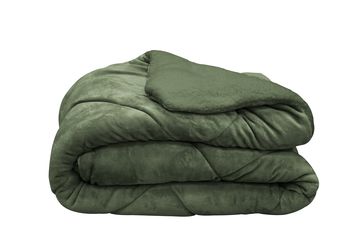 Pătură 2 în 1 Sherpa / pilotă ușoară, Atristi Italiani Reverie, 160/220, verde