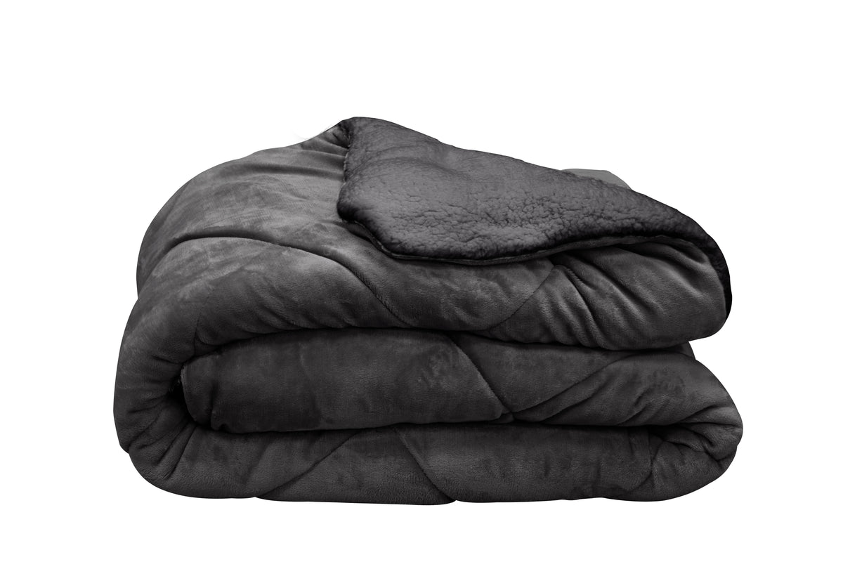 Pătură 2 în 1 Sherpa / pilotă ușoară, Atristi Italiani Reverie, 160/220 cm, grafit