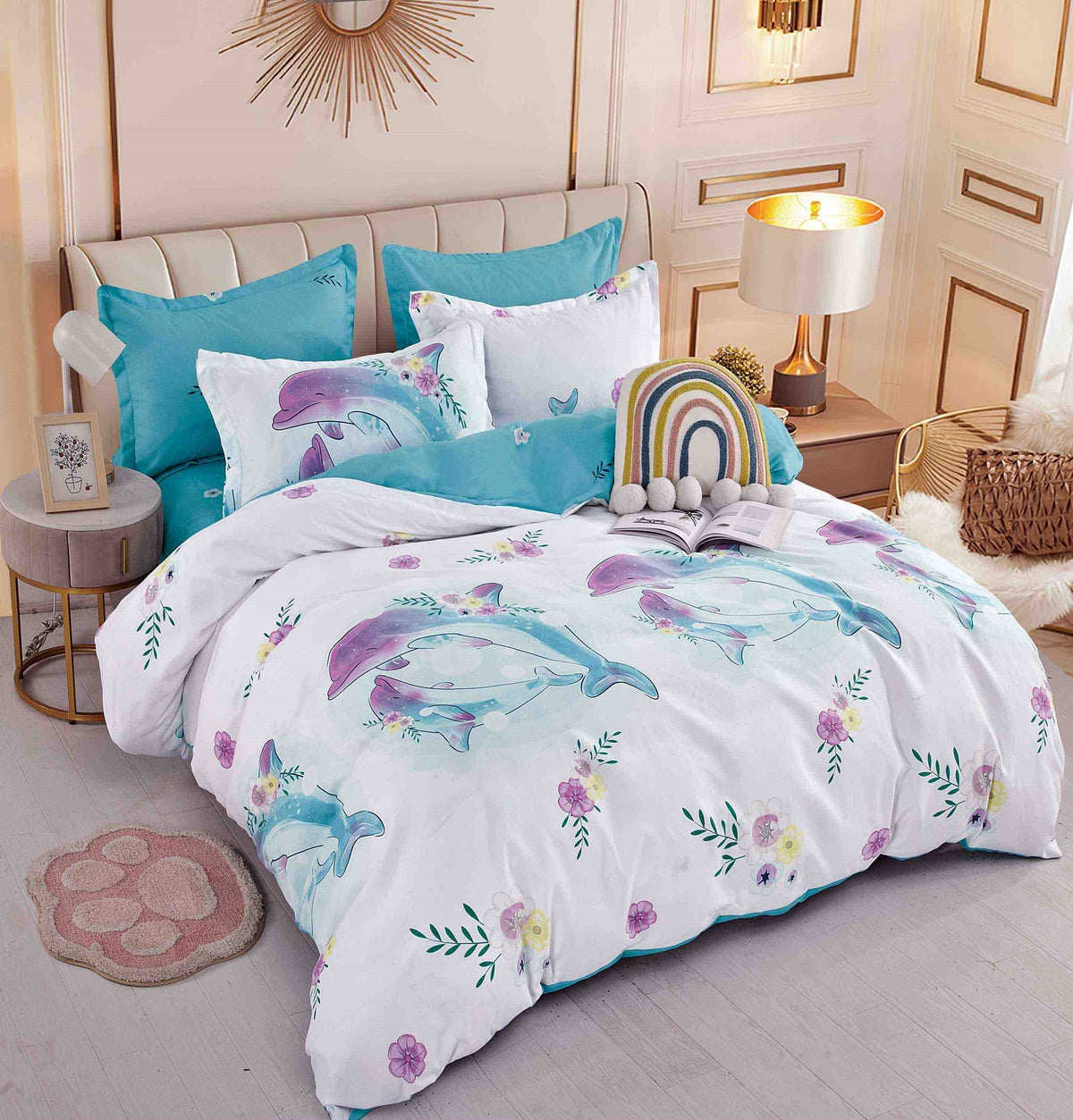 Lenjerie de pat 6 piese fără elastic, 100% bumbac - А302 de la Onesleep