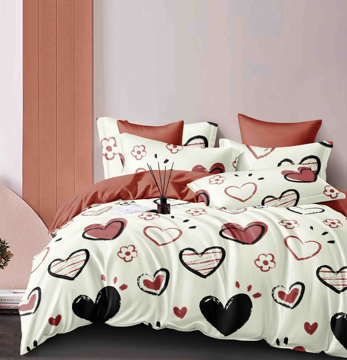 Lenjerie de pat 6 piese fără elastic, 100% bumbac - А303 de la Onesleep