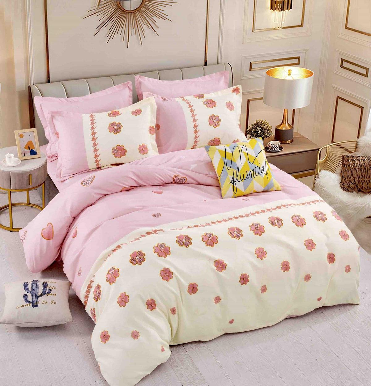 Lenjerie de pat 6 piese fără elastic, 100% bumbac - А308 de la Onesleep