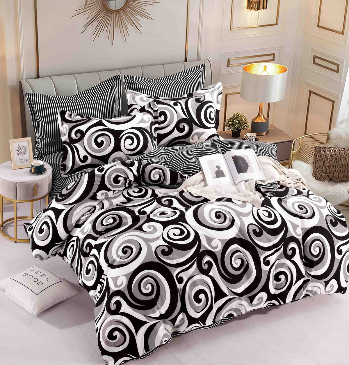 Lenjerie de pat 6 piese fără elastic, 100% bumbac - А320 de la Onesleep