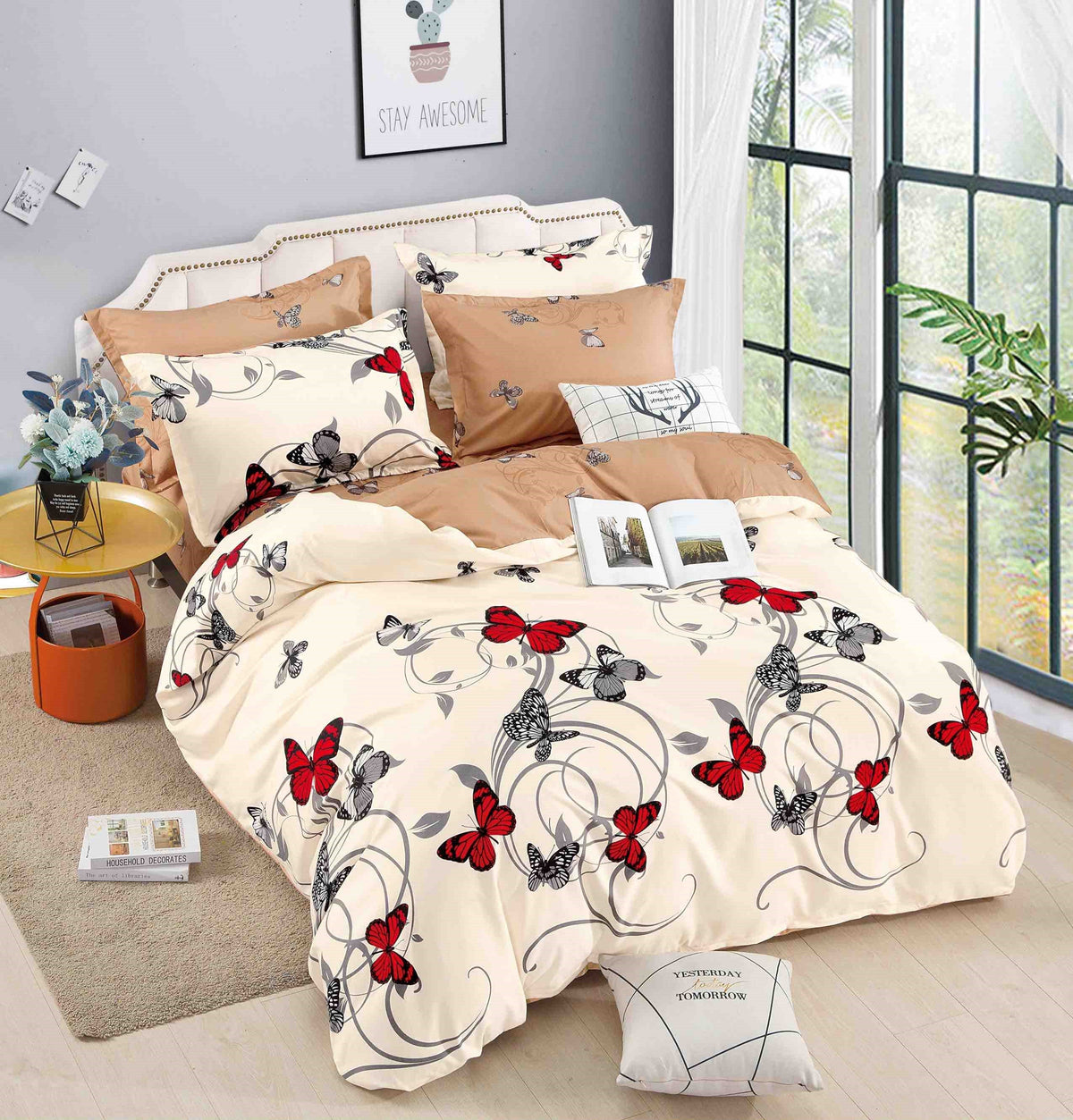 Lenjerie de pat 6 fără elastic, 100% bumbac - А417 de la Onesleep