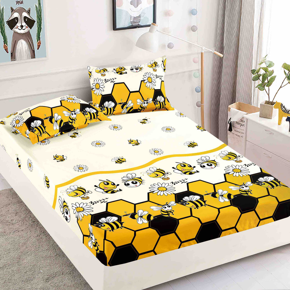 Lenjerie de pat 3 cu elastic, 100% bumbac - a701 de la Onesleep