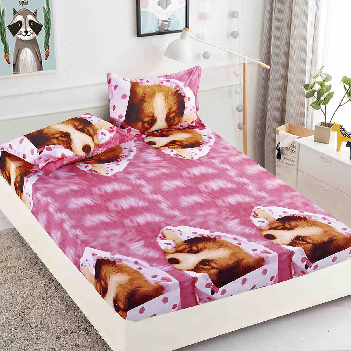 Lenjerie de pat 3 cu elastic, 100% bumbac - a707 de la Onesleep