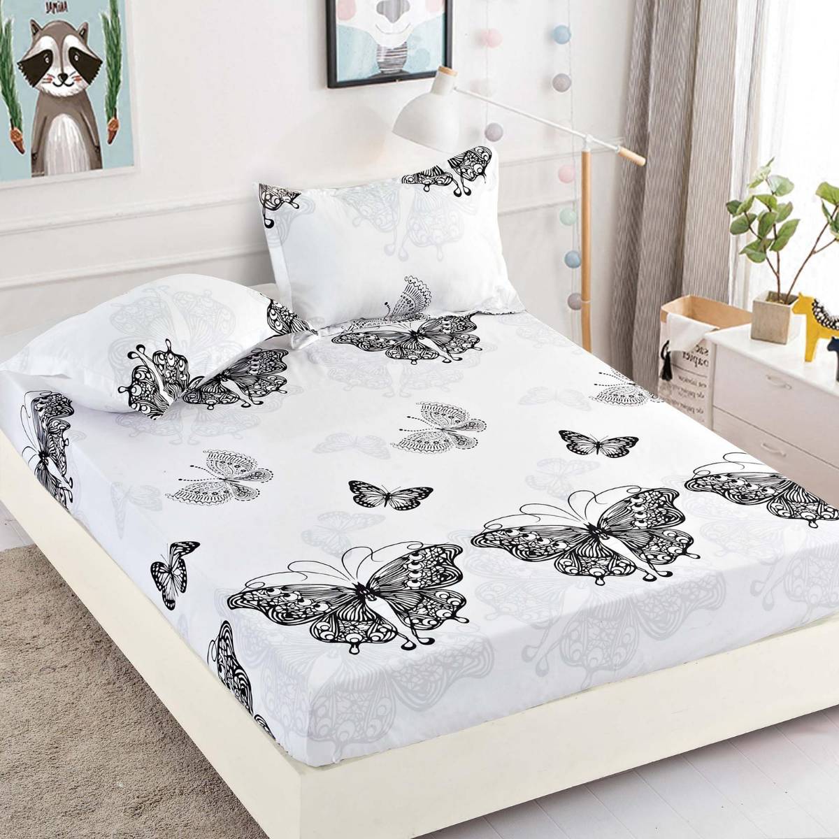 Lenjerie de pat 3 cu elastic, 100% bumbac - a729 de la Onesleep