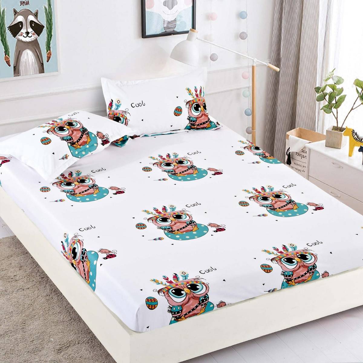 Lenjerie de pat 3 cu elastic, 100% bumbac - a731 de la Onesleep