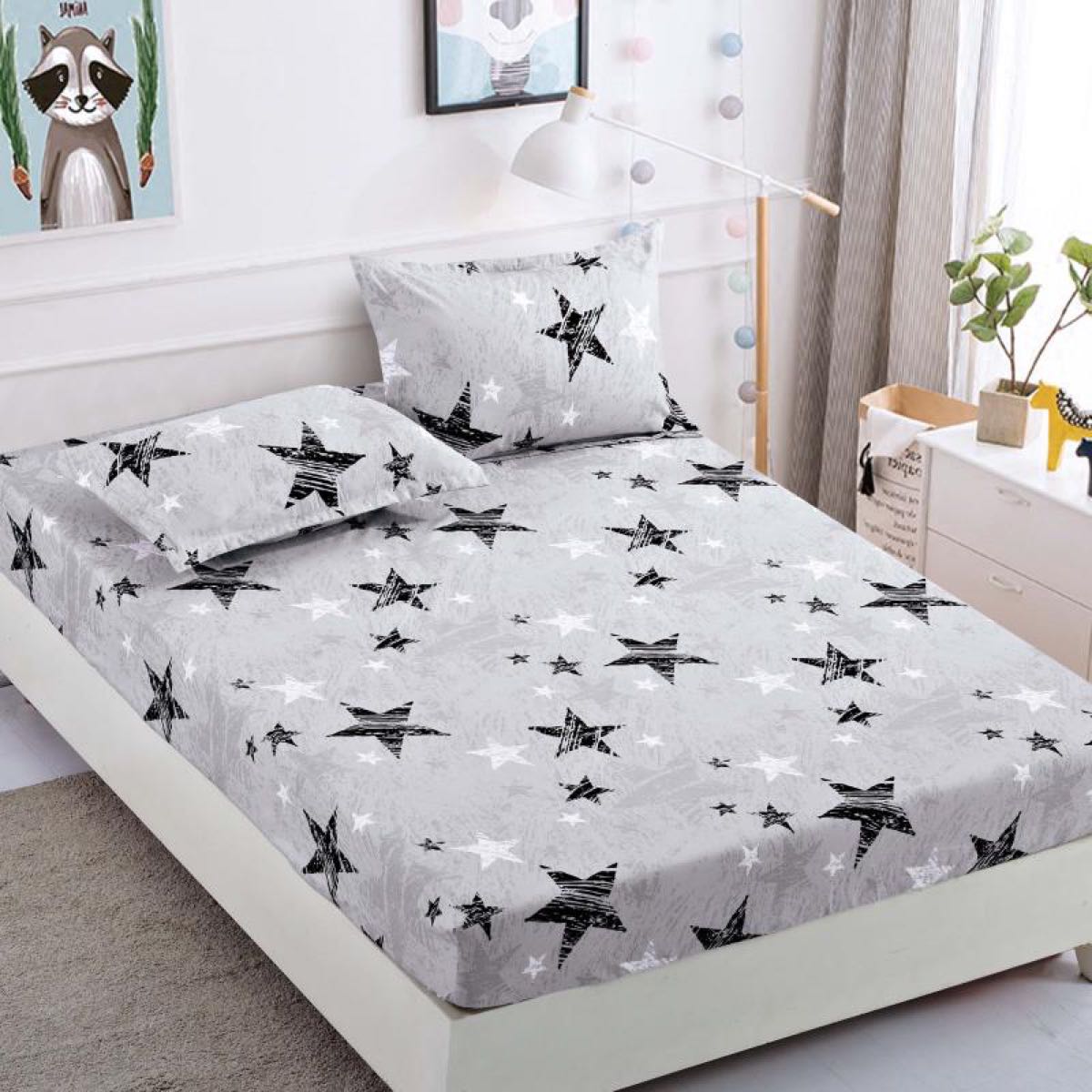 Lenjerie de pat 3 cu elastic, 100% bumbac - a742 de la Onesleep