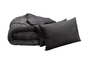 Set pătură luxoasă și 2 perne, gri