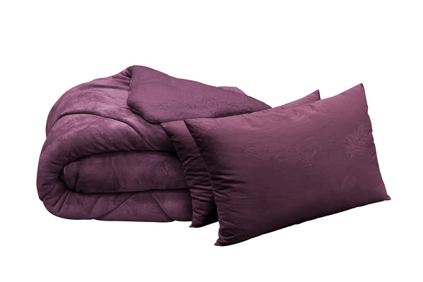 Set pătură luxoasă și 2 perne, mov